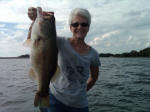 Ruth Ann Priddle from Kansas caught this nice bass on 9/21 fishing with Pro Guide John Tanner