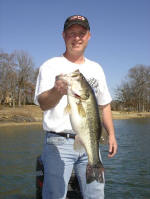 Brad Politte from De Soto, Missouri caught this 7 1/2 pound bass fishing a grassy point with a red rattle trap.