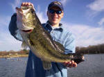 Kirk Douglas from Dallas with a hog he caught fishing with Pro Guide John Tanner, 3/9. The bass was caught on a white Mutant by www.grandebass.com.