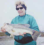 Jeanett Webster caugth this Lake Fork bass weighing 7 lbs 5 oz. while fishing with Lake Fork Pro Tony Clark. 