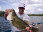 Brandon Kovach with his first big bass caught while fishing with  Pro Guide John Tanner on 8/23